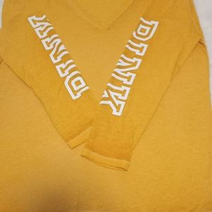 PINK Victoria's Secret long sleeve Canary Yellow T-shirt size Large